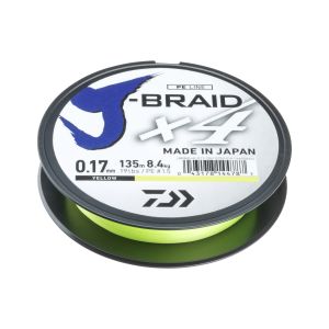 DAIWA J-BRAID X4, 135m, gelb, Geflochtene Angelschnur