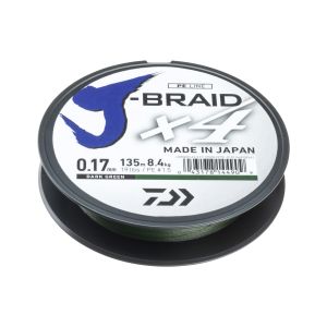 DAIWA J-BRAID X4, 135m, 0,17mm, 8.4kg / 18,52lbs, grün, Geflochtene Angelschnur, 12741-017