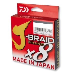 DAIWA J-Braid Grand 8-Braid, 1350m, 0,18mm, 12.5kg / 28lbs, gelb, Geflochtene Angelschnur, 12790-218