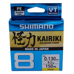 SHIMANO Kairiki 8, 150m, 0,06mm, 5.3kg / 11,68lbs, gelb, 8fach Geflochtene Angelschnur, 59WPLA58R30