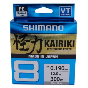 SHIMANO Kairiki 8, 300m, 0,2mm, 17.1kg / 37,7lbs, helles-grau, 8fach Geflochtene Angelschnur, 59WPLA68R15