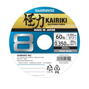 SHIMANO Kairiki 8, 3000m, 0,35mm, 39.5kg / 87,08lbs, stahlgrau, Geflochtene Angelschnur, 59WPLM98S3L