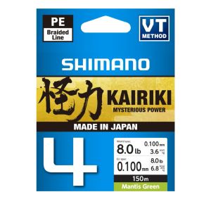 SHIMANO Kairiki 4, 150m, 0,1mm, 6.8kg / 14,99lbs, Mantis Grün, 4-fach Geflochtene Schnüre, LDM54TE0810015G