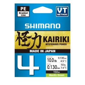 SHIMANO Kairiki 4, 150m, 0,13mm, 7.4kg / 16,31lbs, Mantis Grün, 4-fach Geflochtene Schnüre, LDM54TE1013015G