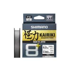 SHIMANO Kairiki 8+, 150m, 0,06mm, 4.8kg / 10,58lbs, Stahlgrau, 8-fach Geflochtene Schnüre, LDM58XE0606015S