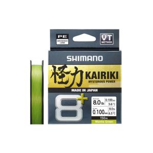 SHIMANO Kairiki 8+, 150m, 0,1mm, 6.5kg / 14,33lbs, Mantis Green, 8-fach Geflochtene Schnüre
