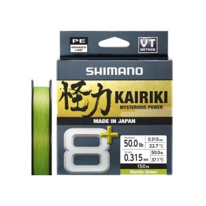 SHIMANO Kairiki 8+, 150m, 0,32mm, 37.1kg / 81,79lbs, Mantis Green, 8-fach Geflochtene Schnüre