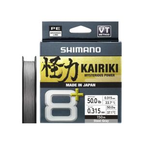 SHIMANO Kairiki 8+, 150m, 0,32mm, 37.1kg / 81,79lbs, Stahlgrau, 8-fach Geflochtene Schnüre, LDM58XE5031515S