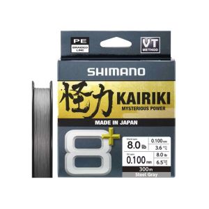 SHIMANO Kairiki 8+, 300m, 0,1mm, 6.5kg / 14,33lbs, Stahlgrau, 8-fach Geflochtene Schnüre, LDM68XE0810030S