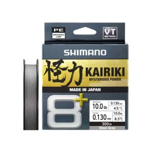 SHIMANO Kairiki 8+, 300m, 0,13mm, 8.3kg / 18,3lbs, Stahlgrau, 8-fach Geflochtene Schnüre, LDM68XE1013030S