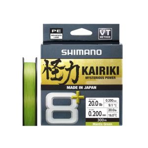 SHIMANO Kairiki 8+, 300m, 0,2mm, 16kg / 35,27lbs, Mantis Green, 8-fach Geflochtene Schnüre