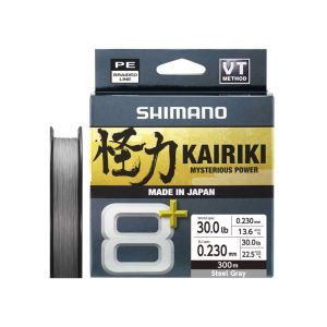 SHIMANO Kairiki 8+, 300m, 0,23mm, 22.5kg / 49,6lbs, Stahlgrau, 8-fach Geflochtene Schnüre, LDM68XE3023030S