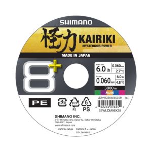 SHIMANO Kairiki 8+, 3000m, 0,06mm, 4.8kg / 10,58lbs, mehrfarbig, 8-fach Geflochtene Schnüre, LDM98XE0606030M
