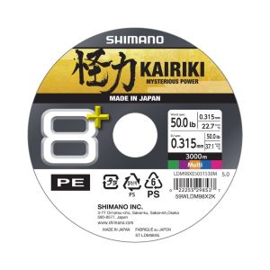 SHIMANO Kairiki 8+, 3000m, 0,32mm, 37.1kg / 81,79lbs, mehrfarbig, 8-fach Geflochtene Schnüre, LDM98XE5031530M