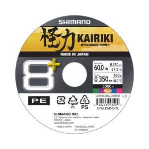 SHIMANO Kairiki 8+, 3000m, 0,35mm, 46kg / 101,41lbs, mehrfarbig, 8-fach Geflochtene Schnüre, LDM98XE6035030M