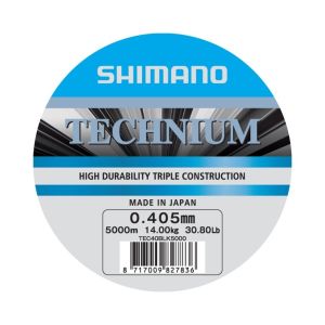 SHIMANO Technium, 5000m, 0,41mm, 14kg / 30,87lbs, grau, Monofile Karpfen Angelschnur, TEC40BLK5000